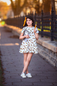 Pencil Back to School Short Sleeve Tiered Dress Set