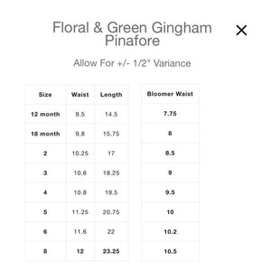 Green Gingham & Floral Pinafore Set