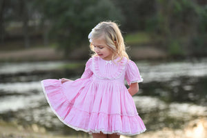 The Zara Pink Gingham & Lace Vintage Length Dress