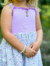Load image into Gallery viewer, Jane Sweetheart Dress - Purple Gingham
