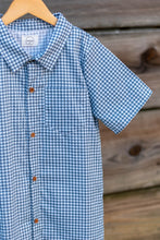 Load image into Gallery viewer, Blue Gingham Boys Button Down Shirt
