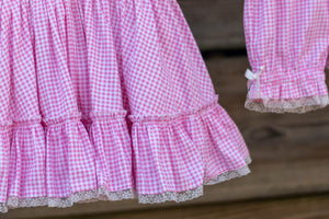 The Zara Pink Gingham & Lace Vintage Length Dress