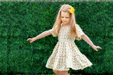 Load image into Gallery viewer, Yellow Flower Short Sleeve Tiered Dress Set
