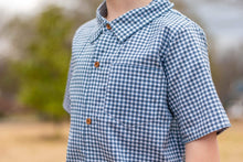 Load image into Gallery viewer, Blue Gingham Boys Button Down Shirt

