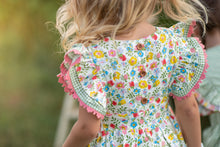 Load image into Gallery viewer, Green Gingham &amp; Floral Pinafore Set
