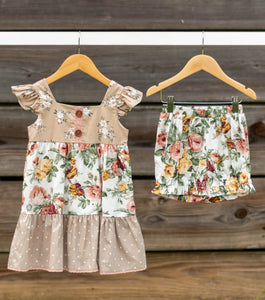 Alise Tiered Dress - Vintage Floral Earth Tone