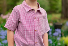 Load image into Gallery viewer, Maroon Gingham Boys Button Down Shirt
