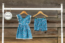 Load image into Gallery viewer, Wonderland Pinafore - Blue Floral
