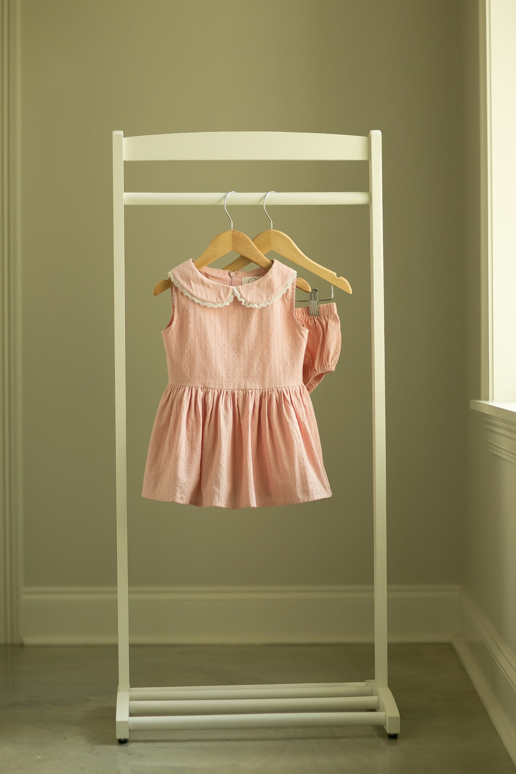 Pink Perfection Swiss Dot Vintage Length Dress